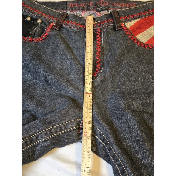 Black Carpet Mens Jeans 36×34 Black With Decorated Pockets Authentic Quality Y2K - Picture 7 of 15